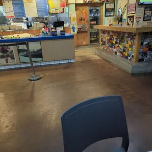 Inside front counter