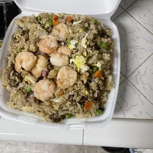 The House fried rice has beef, bbq pork, ham, shrimp, fried egg and vegetables!  A meal by itself!