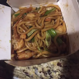 Shrimp lo mein yum!