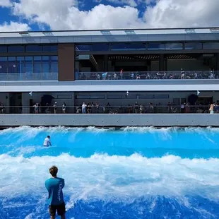 Rear view if the lower observation deck restaurant up top and the break.