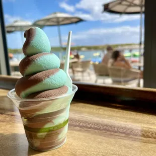 Blue vanilla/ chocolate soft serve