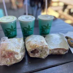 three burritos and two drinks