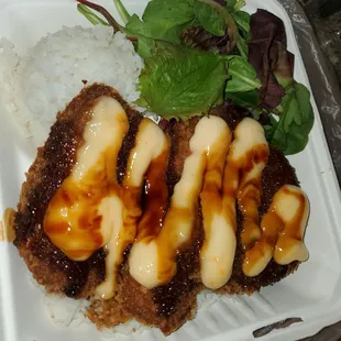 Client blessed me with lunch yesterday.  Ahi katsu plate