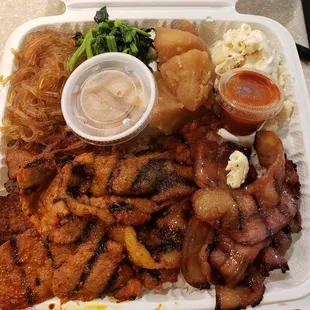 For less than 15 dollars, 2 meat choices and 4 sides.