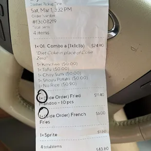 My receipt