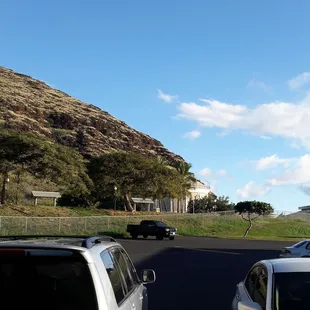 Parking lot behind mall