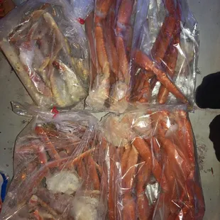 Snow crab on the right is from Waianae meat market and on the left is from times. Times had choke ice on theirs