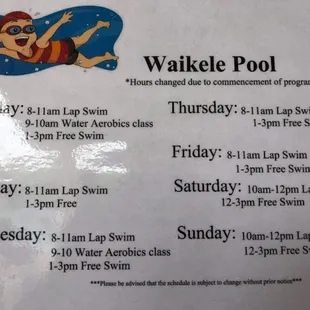 POOL HOURS