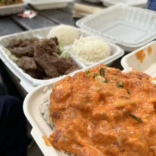 Spicy Tuna Bowl and Steak Plate