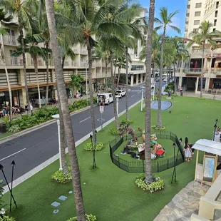 Looking at Waikiki Beach Walk from the second level