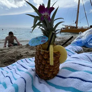 a pineapple on the beach