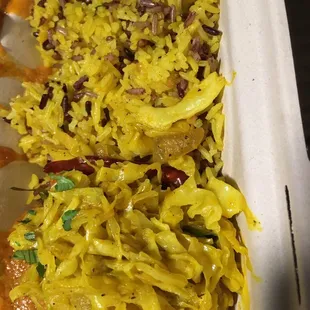 Tumeric Rice and Coconut Cabbage