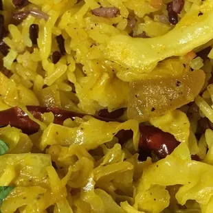 Tumeric Rice and Coconut Cabbage