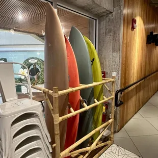 Surfboard rack decor