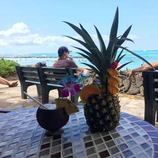 Fresh fruit smoothies on the beach