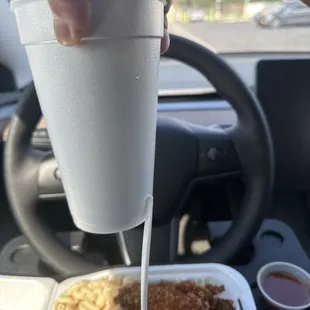 Free fountain drink (raspberry iced tea) refreshing!