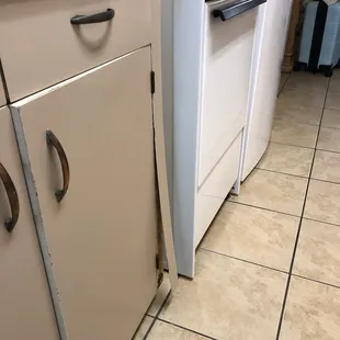 Part of the cabinet is broken