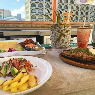 Food and drinks at the outdoor Buho Cantina