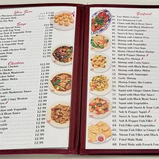 The menu as of January 19, 2025