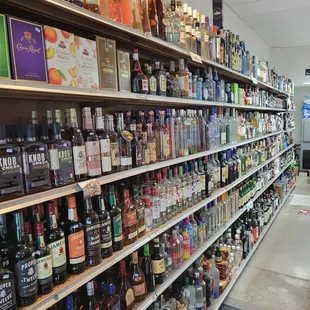 shelves of liquor