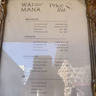 Price list