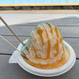 Condensed milk syrup drizzle on top