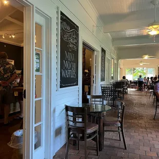 Outdoor seating with fans