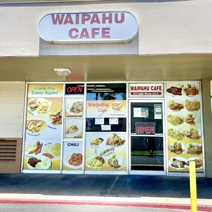 Outside the hole in the wall