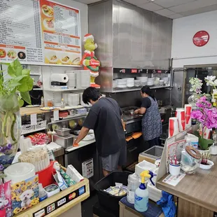 Two people were working the grill