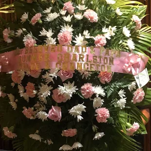 Flower spray with stand.  Just gorgeous.  For you daddy.