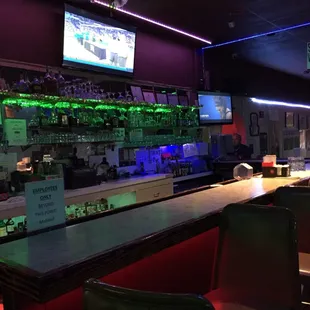 a bar with neon lights