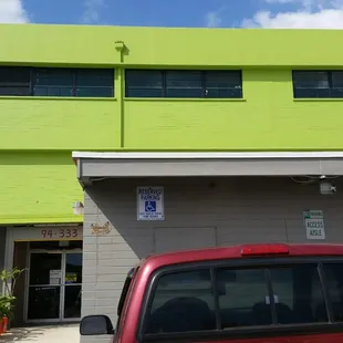 Of course they painted the building lime green..P.i. baby.