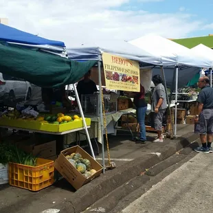 Temporarily setting up outside to show off their goodies and it's working..pretty packed