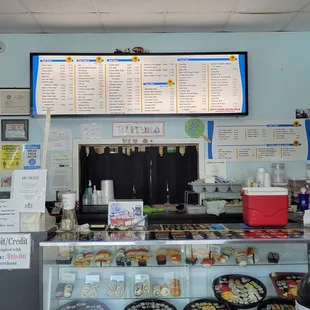 the menus on the wall