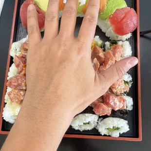 3 different rolls... probably could've gone with 2 because it was a lot of food