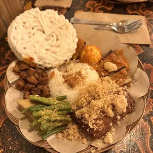 Nasi Campur with ayam goreng added
