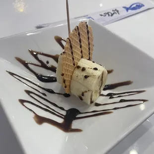 a dessert on a white plate