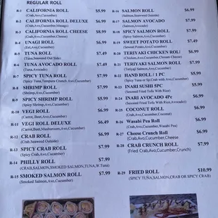 menu