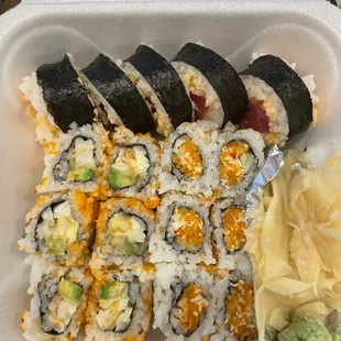 Spicy tuna roll, shrimp tempura roll and Lake Michigan roll