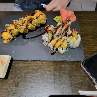 Shrimp tempura and dynamite roll