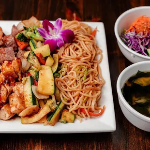 Hibachi Combo Shrimp Scallop With Noodle at Wakatobi Japanese Grill Hibachi and Sushi