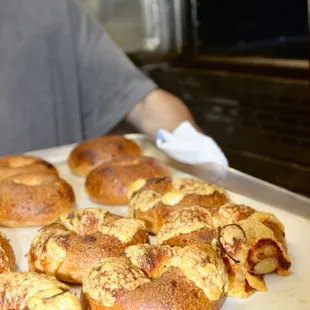 Hot Plain and Parm Bagels