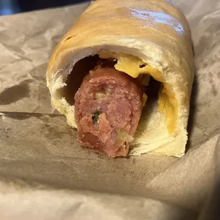 Inside their jalapeño cheese kolache. 20 sec in the microwave and it was seriously tasty. 09MAR24