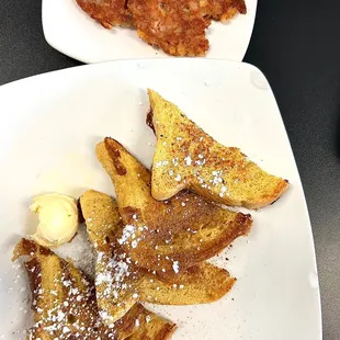 Challah French Toast with corned beef hash.