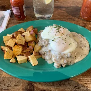 I seriously over-ordered with the Sausage Gravy Benedict.
