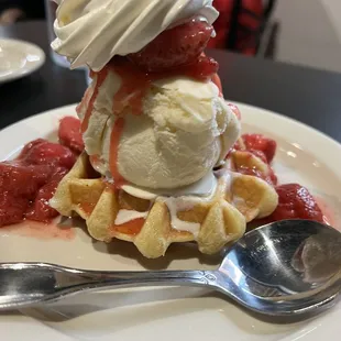 Strawberry waffle sundae