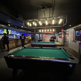 a pool table in a bar
