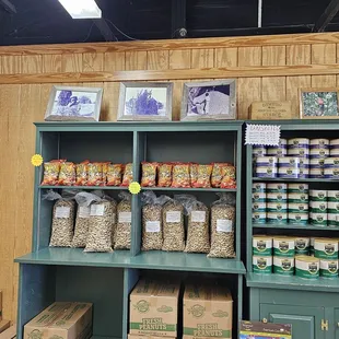 a display of peanut products