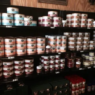 shelves full of peanut butter
