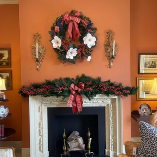 Inside - decorated for the holiday season